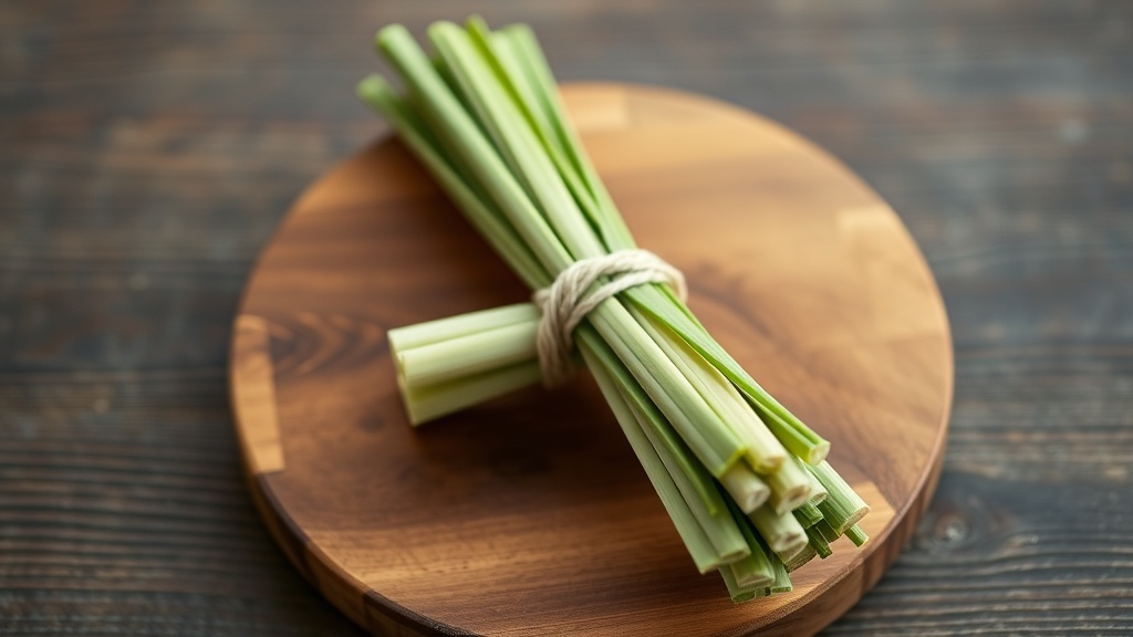 Feuilles de pandan fraîches longues nouées sur une planche en bois